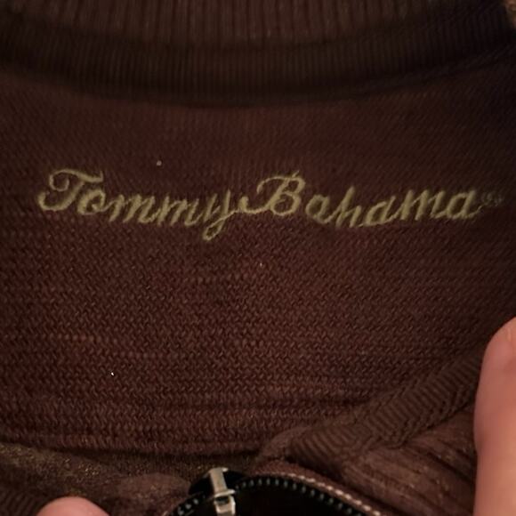 Tommy Bahama Mens Chocolate Brown Full Zip Cotton Sweater, size XL - Picture 2 of 5